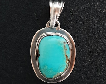 Vintage Sterling Silver Turquoise Pendant | Southwestern Boho Jewelry