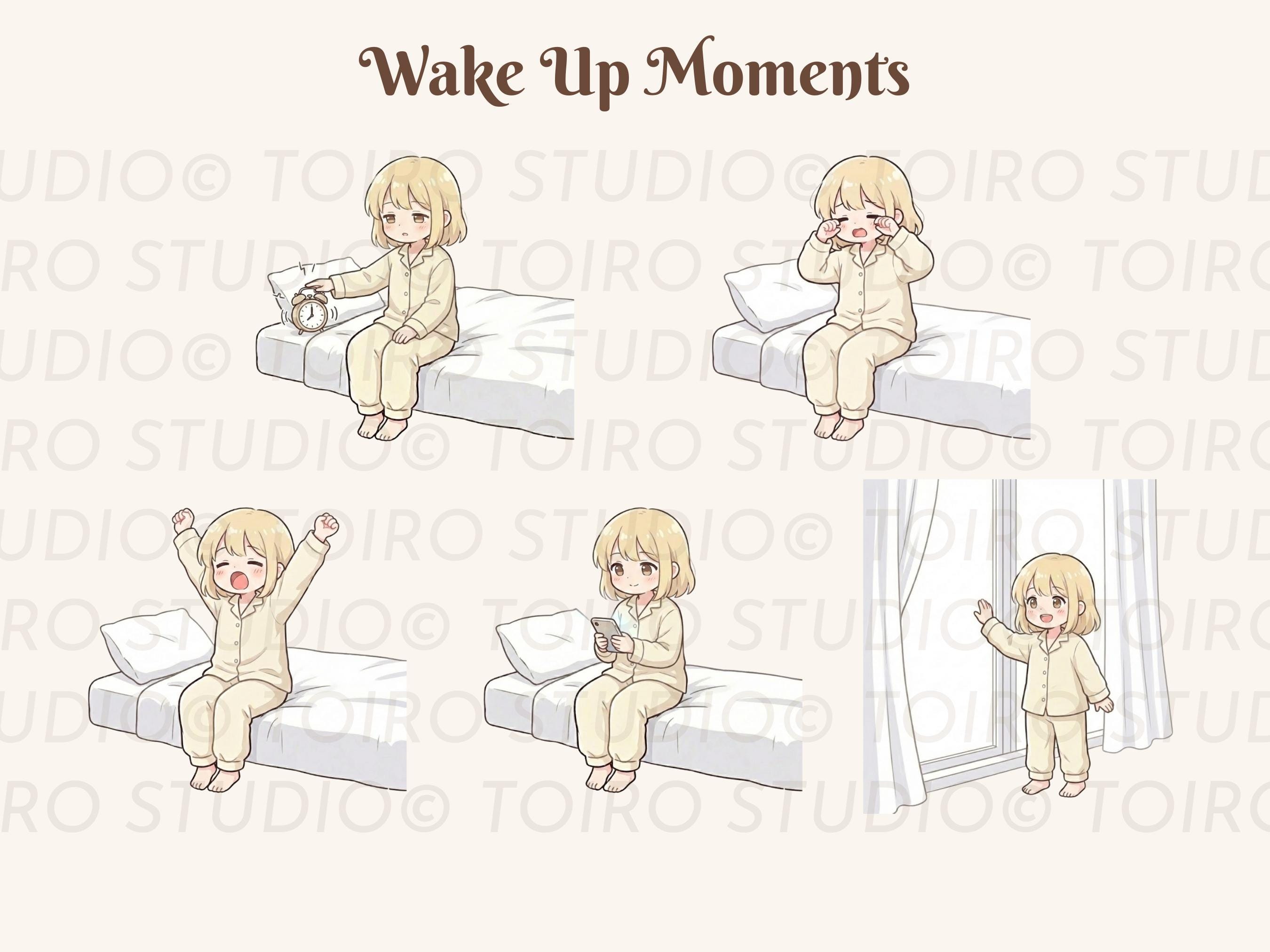 Kawaii Routine Soft Cozy Morning Routine Kawaii Girl Clipart PNG Planner Stickers ...