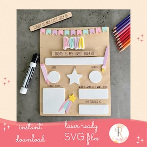 Back to School Sign Laser SVG, Colorful School Sign Laser file, School Board SVG, First and Last day of School sign SVG, Commercial svg