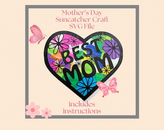 Mother's Day Craft, Mother's Day Suncatcher Craft, Tissue Paper Craft Activity, Kids and Toddler Mess Free Craft, Kids Printable Activity