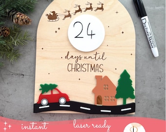 Dry Erase Christmas Countdown Sign Laser SVG File, Days until Christmas SVG