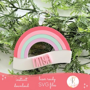 Rainbow Name Tag Laser SVG File,Rainbow Backpack Name Tag, Keychain Laser SVG, Backpack Tag SVG, Laser Cut File