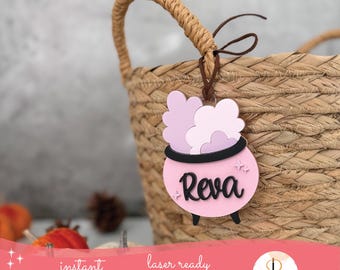Halloween Basket Tag Laser File, Witch's Cauldron Tag, Boo Basket tag svg, Halloween SVG, Halloween Laser SVG File, Halloween Gift SVG
