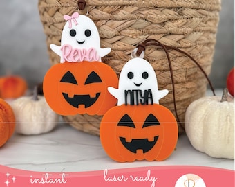 Halloween Basket Tag Laser File, Ghost in a pumpkin Tag, Boo Basket tag svg, Halloween SVG, Halloween Laser SVG File, Halloween Gift SVG