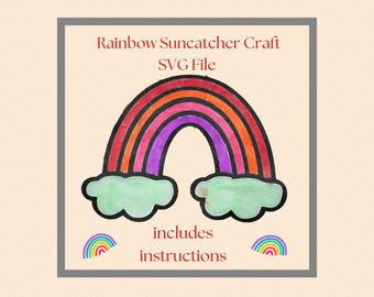 Rainbow Craft, Colorful Rainbow Suncatcher Craft, Tissue Paper Craft Activity, Kids and Toddler Mess Free Craft, Kids Printable Activity