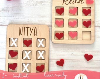 Valentine Tic Tac Toe Laser File, Valentine Laser SVG File, Valentine Gift SVG