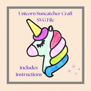 Unicorn Craft, Unicorn Suncatcher Craft, Tissue Paper Craft Activity, Kids and Toddler Mess Free Craft, Kids Printable Activity