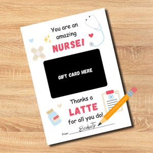 Nurse Appreciation Gift Card Holder, Printable Gift for Nurse, Nurse Week Gift