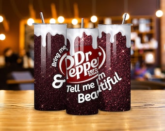 Dr. Pepper zero sugar Glittery Tumbler: 20oz Insulated Stainless Steel Travel Mug