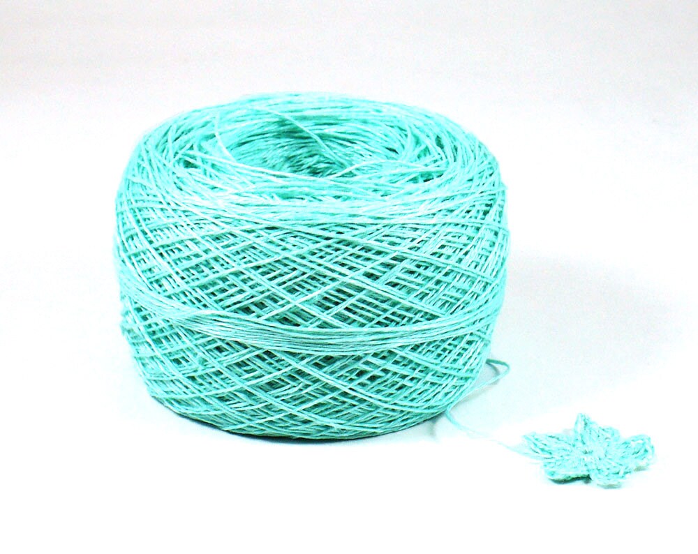 Crochet Thread 3 Ply Linen Thread Mint Green Linen Yarn Etsy