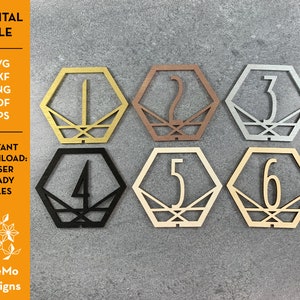 Geometrische zeshoek SVG tabelnummer bruiloft decor afdrukbaar