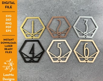 Geometrisches Sechseck SVG Tischnummer Hochzeitsdekor druckbar