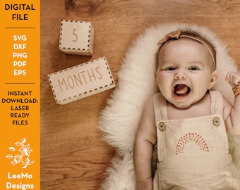Benutzerdefinierte Geburtsdaten hölzerne Blöcke SVG für Baby Meilensteine - Instant Download