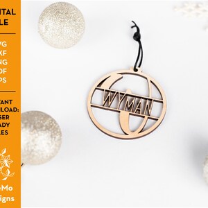 Monogram Letter Ornament SVG: Laser Cut File for Instant Download