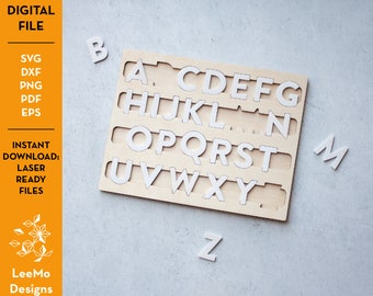 3D Alphabet Puzzle SVG für Instant Download - Lernspielzeug aus Holz