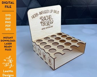 Laser-Cut Holz Lippenbalsam Halter für 20 (0,85 "Öffnung), Instant Digital File Download
