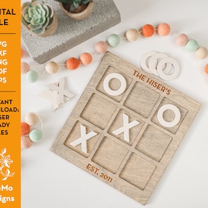 Tic Tac Toe Game Board Instant Download SVG Puzzle Laser Cut File