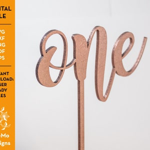 One Cake Topper Cut File PNG, Cricut, Silhouette, Instant download image 1