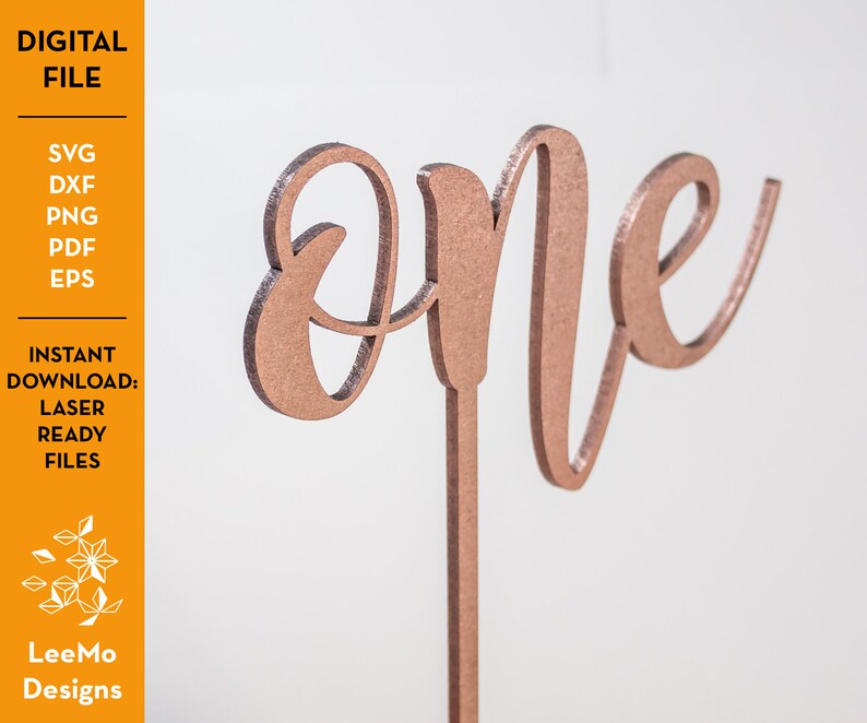 One Cake Topper Cut File PNG, Cricut, Silhouette, Instant download image 1