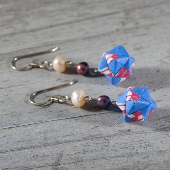 Geometric Origami Handcrafted Sterling Silver Dangle Drop Earrings