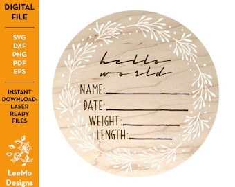 Personalisierte Baby Geburtsdaten SVG Zeichen Instant Download für Glowforge Acryl