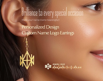 Pendientes con nombre personalizado, plata S925, joyería con logotipo personalizado
