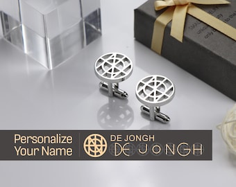 Juego de gemelos y pasador de corbata con nombre y logotipo personalizados: acero inoxidable o plata, regalo para padrinos de boda.