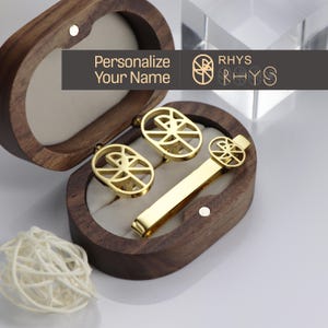 Personalized name logo Cufflink tie clip set Personalized  tie clip custom tie clip Best Man Gift for Him Wedding Party Gift for Groomsman
