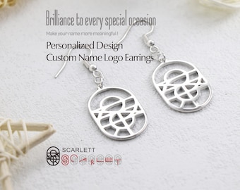 Pendientes con nombre personalizado: Monograma personalizado en plata S925