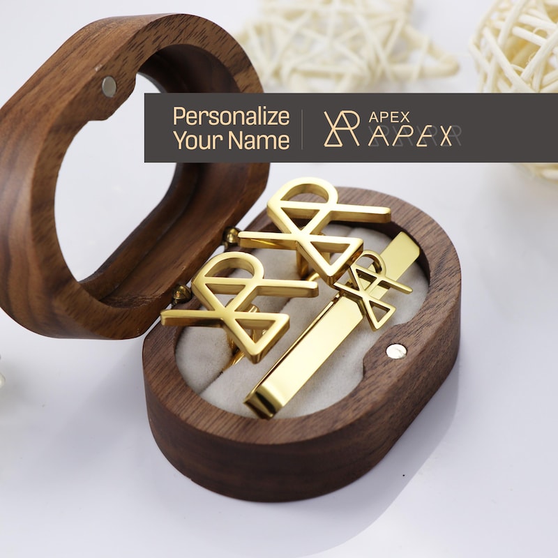 personalised tie clip and cufflink set