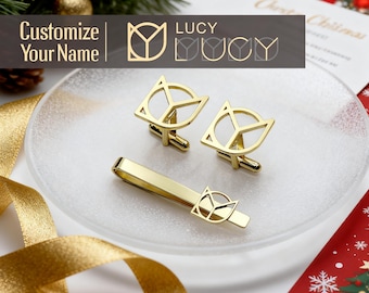 Gemelos y alfiler de corbata de plata S925 personalizados: logotipo personalizado, regalo para padrinos de boda.