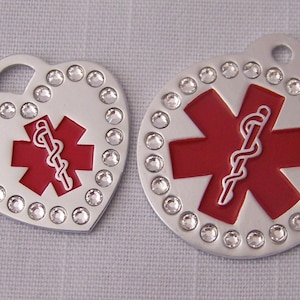 Dog ID tag - Pet ID Tag Medical Alert in Swarovski Rhinestone Crystals Service Dog Identification Bling Medical Alert