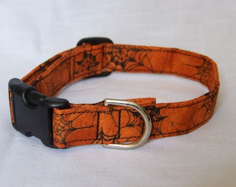 Custom Designer Dog Collar - Halloween with Spider Webs