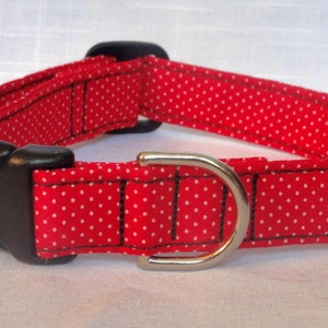 Dog Collar Red with White Polka Dots Rockabilly Dog Cat Pet Collar Red CUTE Designer Custom Dog Collar Cat Collar Adjustable