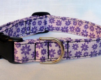 Dog Collar - Purple Flowers Dog Pet Collar Red CUTE Designer Custom Dog Collar Adjustable Dog Collar Pet Collar Cat Collar