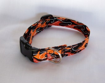 Dog Collar - Flame Dog Collar Custom Adjustable Dog Collar Orange/Red Flames Pet Collar