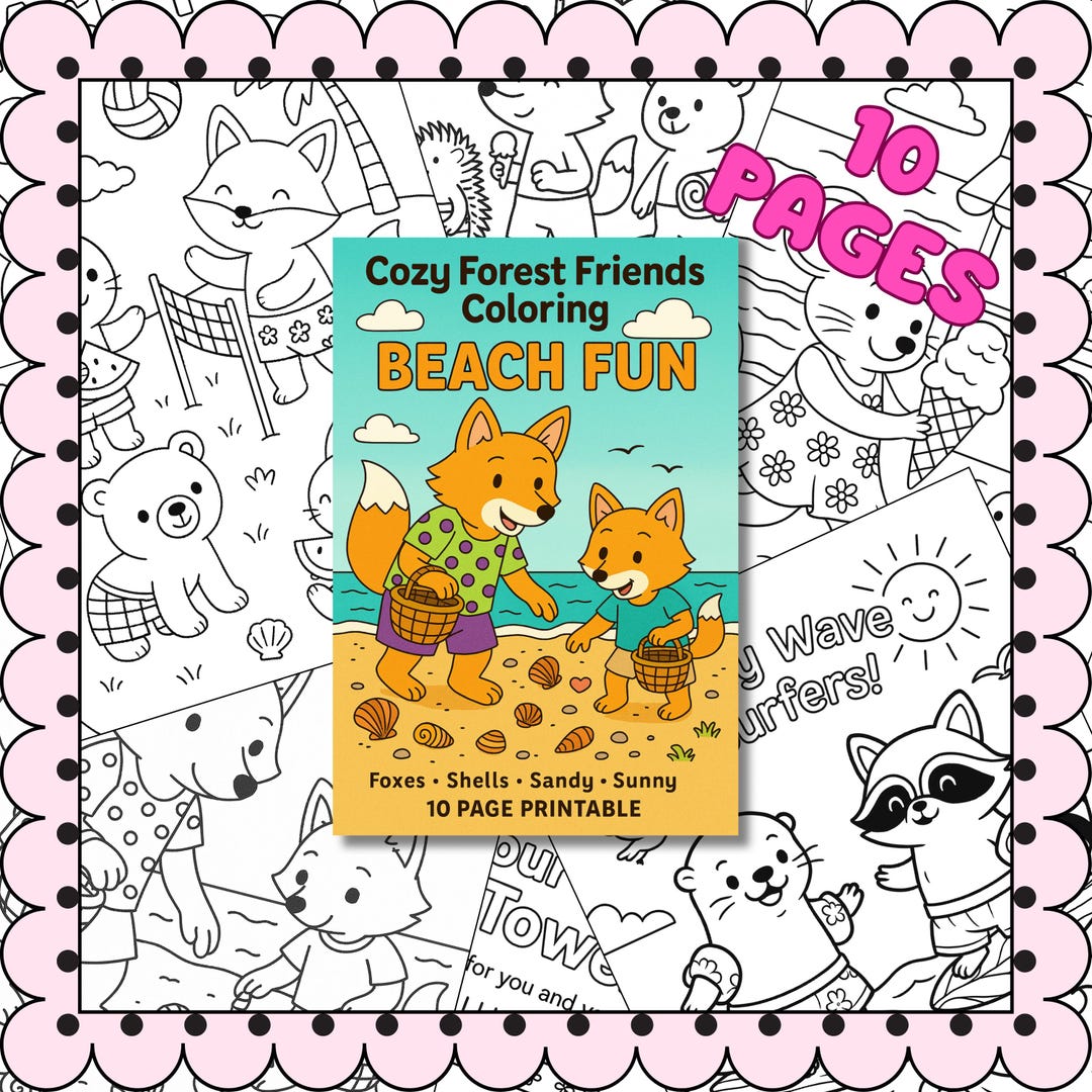 Beach Fun Coloring Pages – 10 Educational Printables Cozy Forest ...