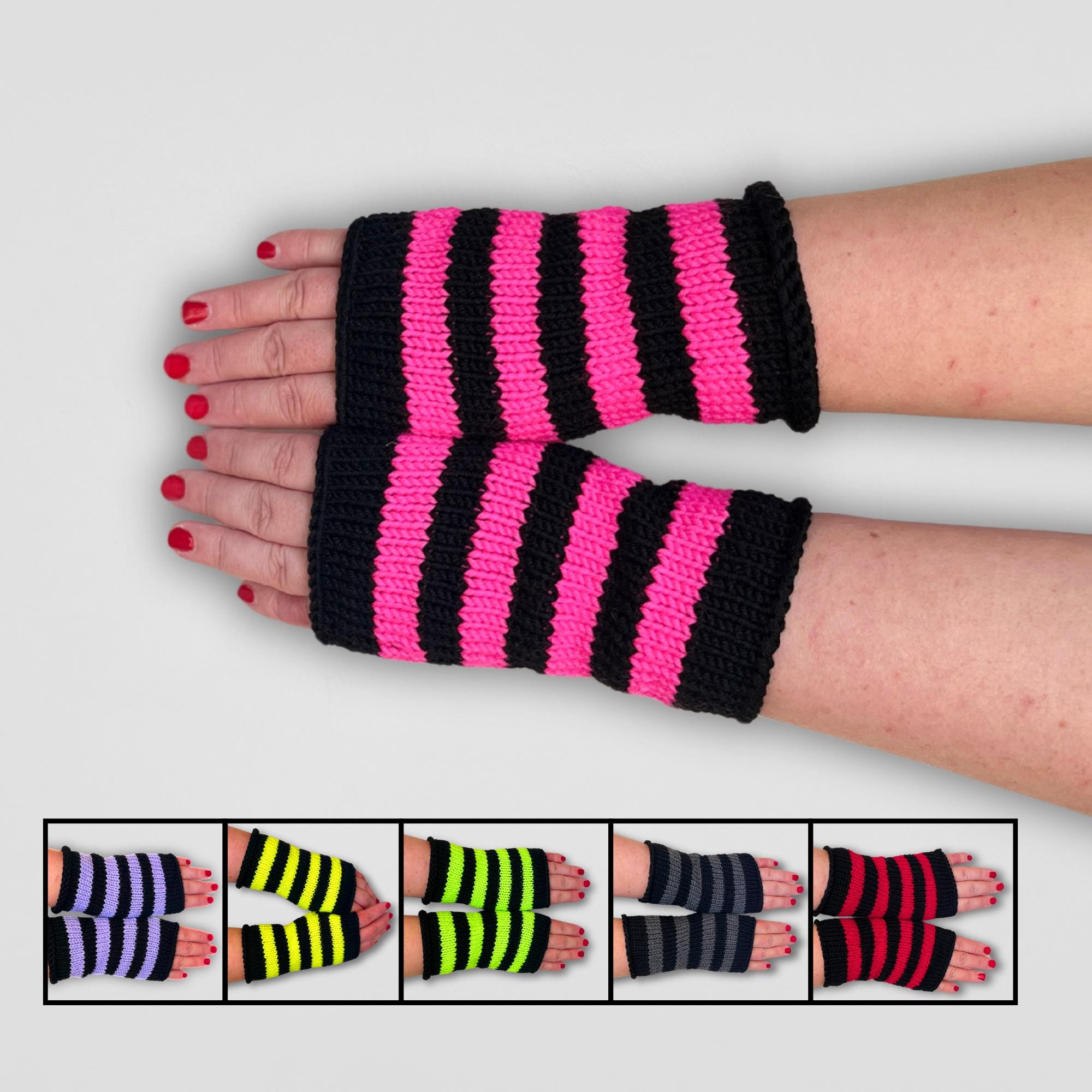 Pink Striped Arm Warmers - Etsy