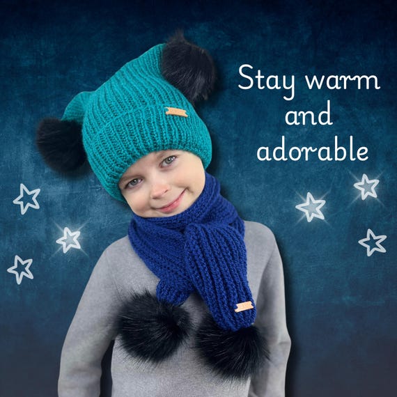 Blue and Black Winter Knit Hat with Playful Pattern s-l400.jpg main image 3