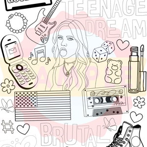 Olivia Rodrigo Coloring Pages from Etsy