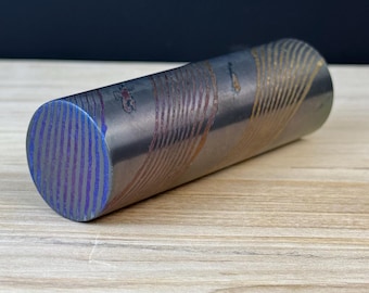 Crystalized Damascus Rod – Zirconium/Titanium, Jewelry Making (1.18" OD)