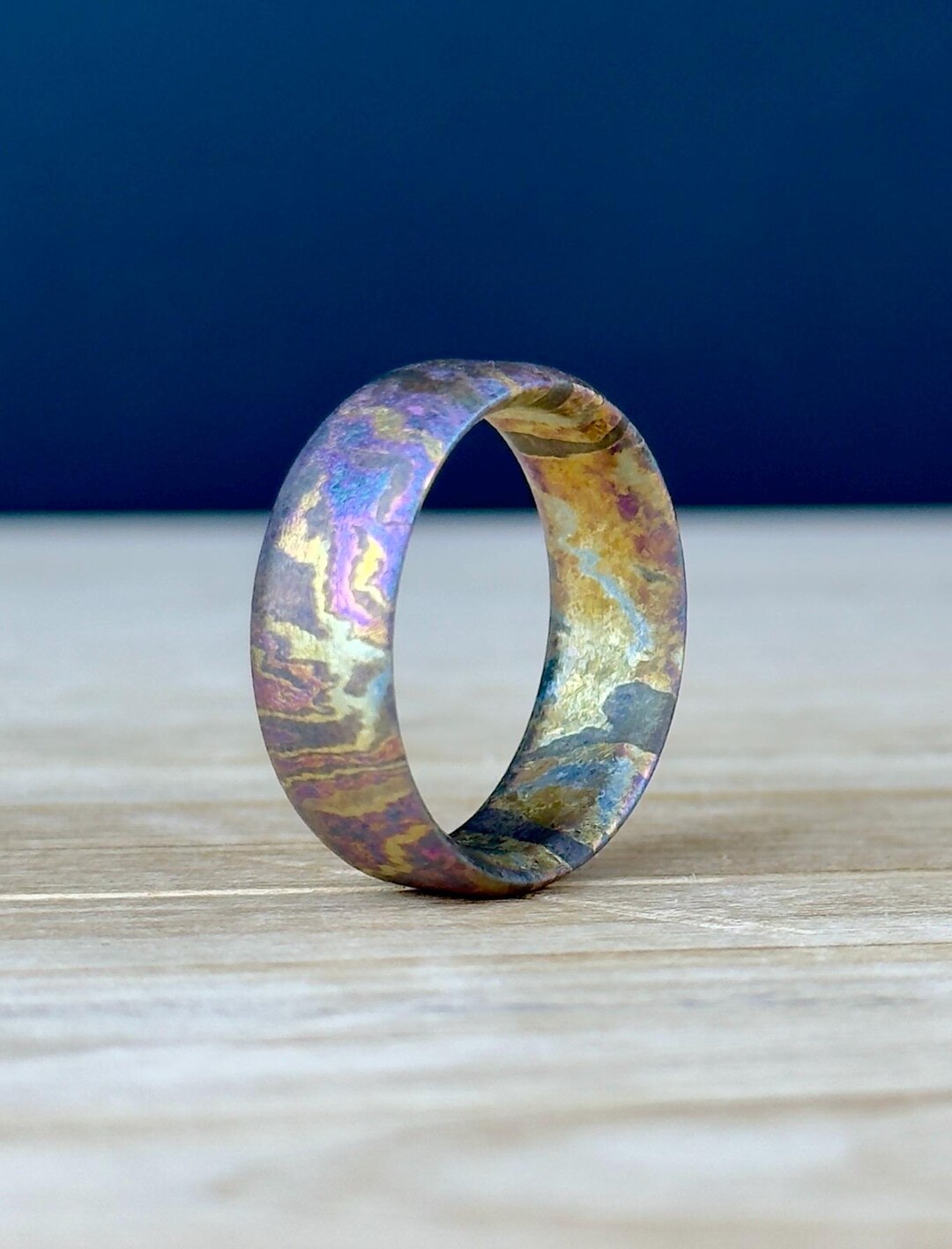 Handmade Timascus Ring - Wild Pattern Titanium Damascus Wedding Band - Etsy