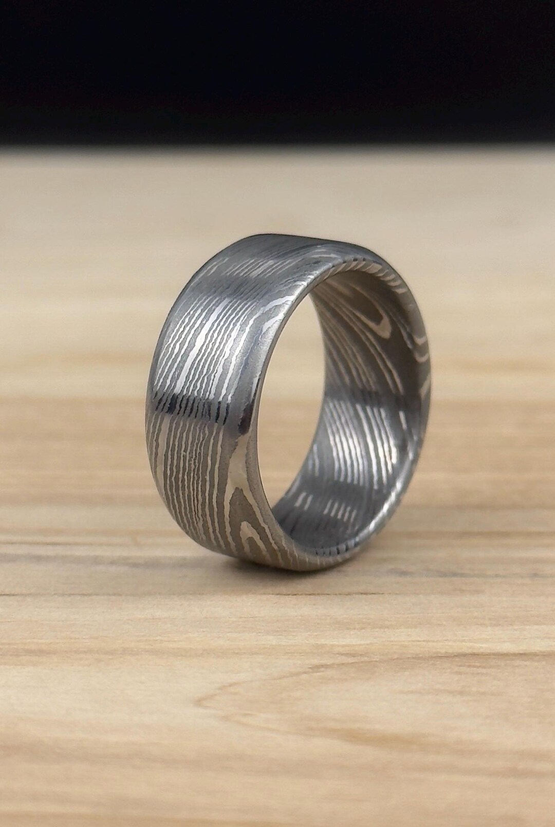 Men's Damascus Ring - Twist Pattern - Handmade - Unique - Men's Ring ...