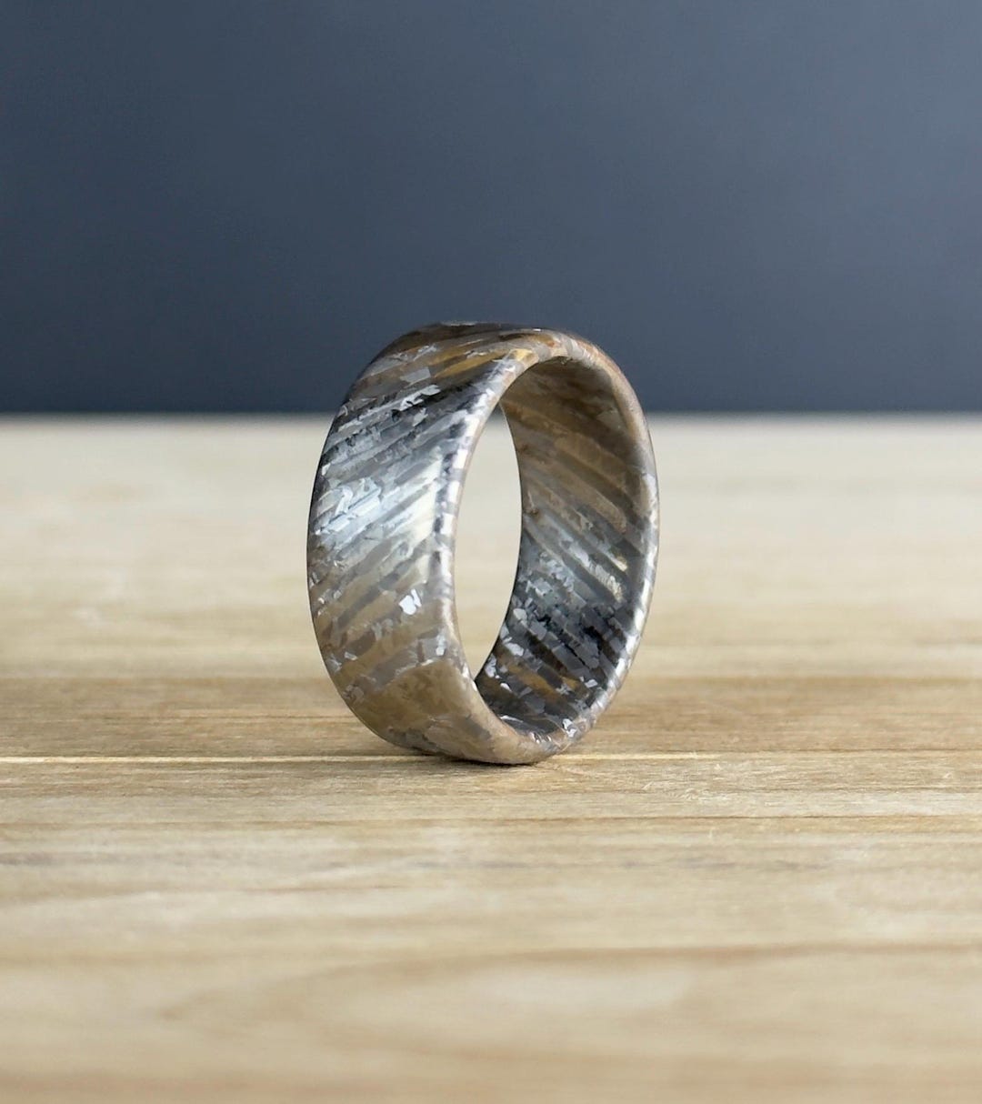 Handmade Crystalized Timascus Ring - Twist Pattern Titanium Wedding ...