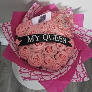 Pink Glitter Rose Bouquet, Glitter Ramo, Glitter Eternal Roses, Forever Rose Bouquet, Elegant Home Decor, Birthday Gift, Mothers Day Flowers