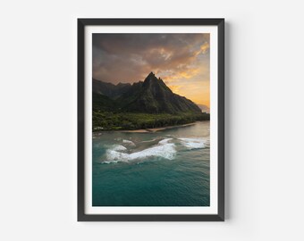 Hawaii Fotodruck, Hawaii Wandkunst, Natur Wandkunst, Na Pali Coast, Fine Art Fotografie, Strand Wohnkultur, Sonnenuntergang Foto, Kauai Poster