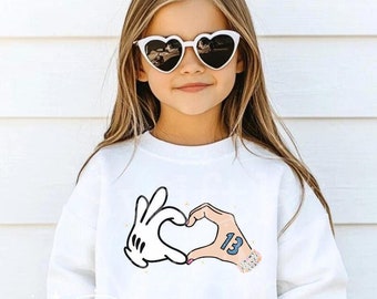 Mickey Herz Hände Jugend Sweatshirt | Prinzessin Kinder Rundhalspullover | Freundschaftsarmband Disney Urlaub Sweatshirt | In meinem Magic Era Geschenk