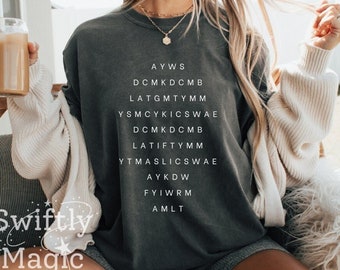 Illicit Affairs Bridge Lyrics Shirt | Music Fan Acronyms Comfort Colors T-Shirt | Eras Gift for Friend | Subtle Fan Shirt
