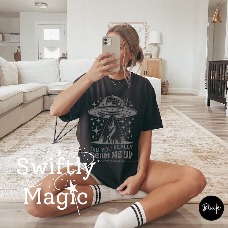 Down Bad Shirt | Did You Really Beam Me Up Comfort Colors Oversized T-Shirt | UFO Alien Shirt | Tortured Music Fan | Subtle Fan Gift image 2