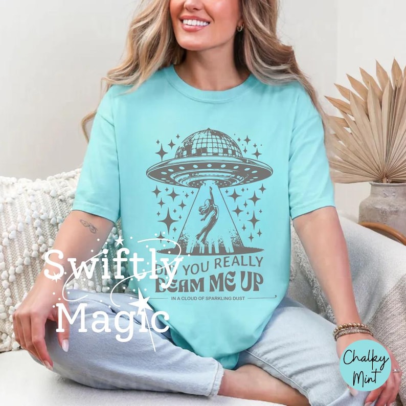 Down Bad Shirt | Did You Really Beam Me Up Comfort Colors Oversized T-Shirt | UFO Alien Shirt | Tortured Music Fan | Subtle Fan Gift image 8
